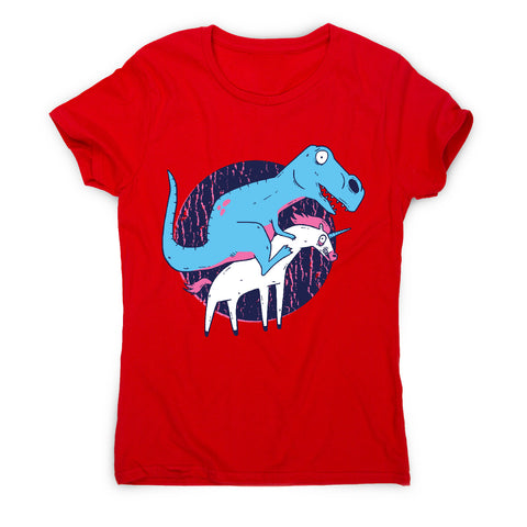 T-rex riding unicorn - women's funny premium t-shirt - Graphic Gear
