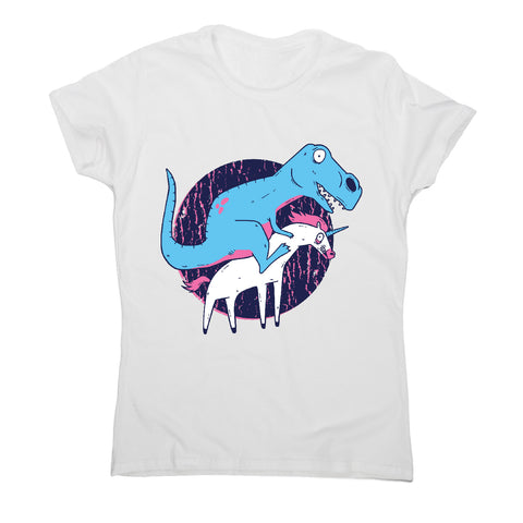 T-rex riding unicorn - women's funny premium t-shirt - Graphic Gear