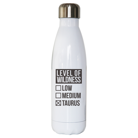 Taurus sign zodiac wild water bottle stainless steel reusable White