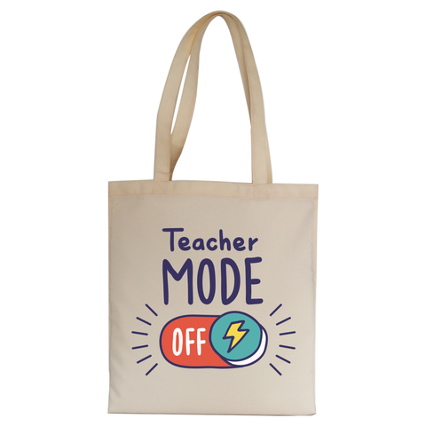 Teacher mode on education tote bag canvas shopping Natural