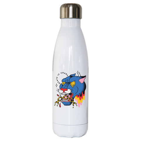 Trippy panther tattoo water bottle stainless steel reusable White