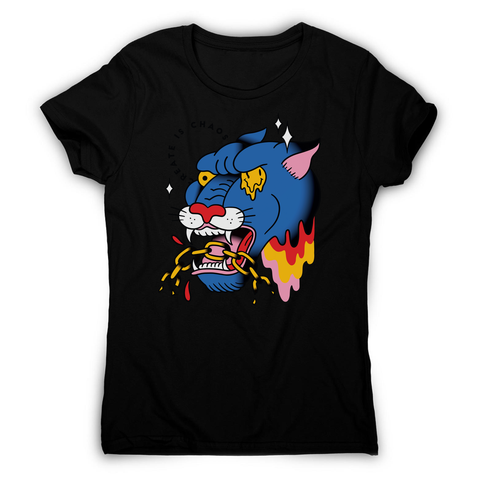 Trippy panther tattoo women's t-shirt Black