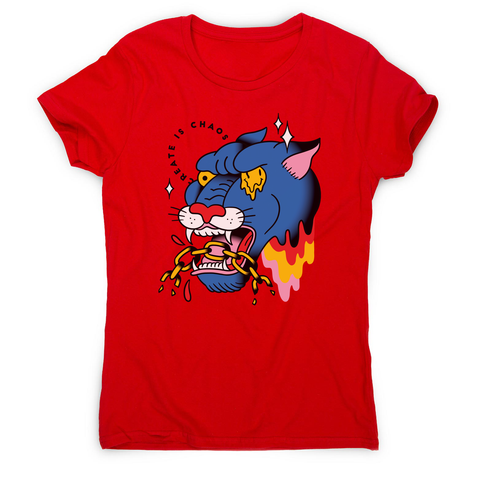 Trippy panther tattoo women's t-shirt Red