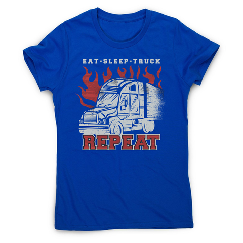 Truck transport routine women's t-shirt Blue