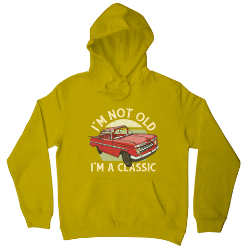 Vintage car classic quote hoodie Yellow