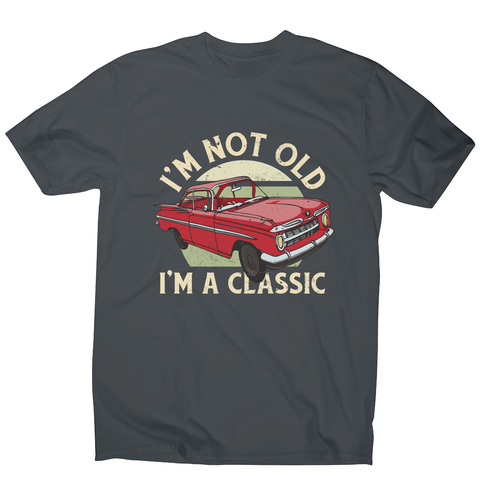 Vintage car classic quote men's t-shirt Charcoal