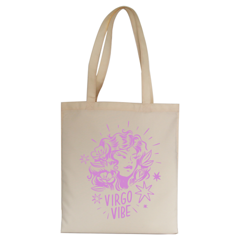 Virgo zodiac tote bag canvas shopping Natural
