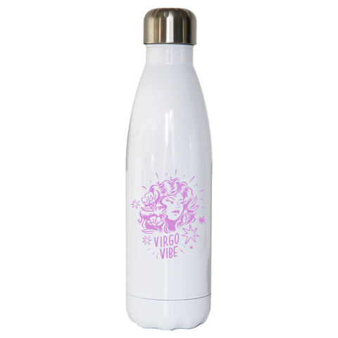 Virgo zodiac water bottle stainless steel reusable White