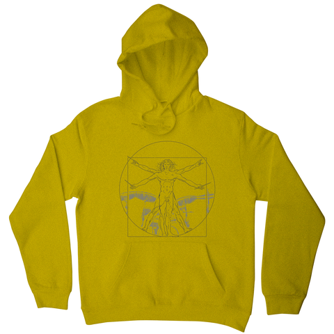 Vitruvian drummer man hoodie Yellow