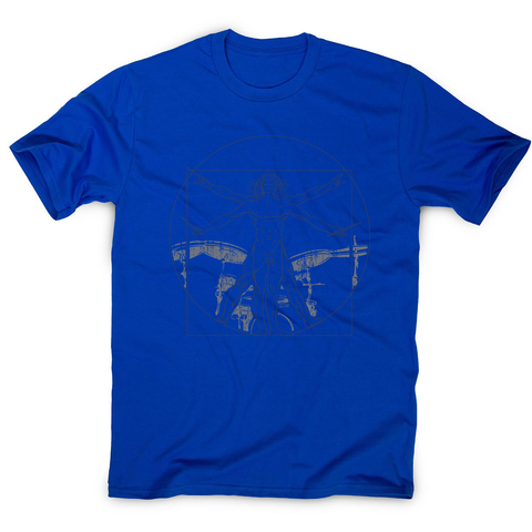 Vitruvian drummer man men's t-shirt Blue