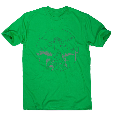 Vitruvian drummer man men's t-shirt Green