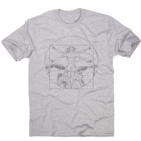 Vitruvian drummer man men's t-shirt Grey