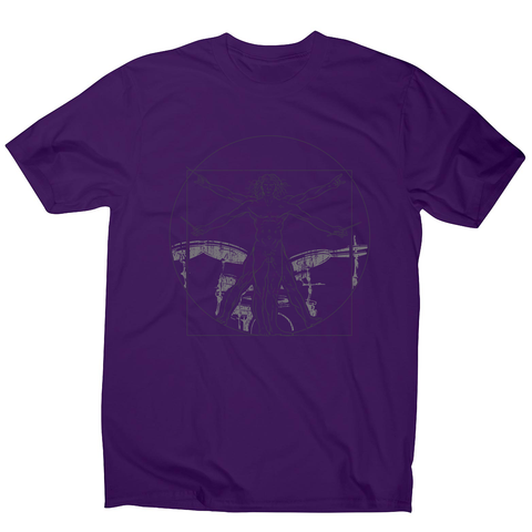 Vitruvian drummer man men's t-shirt Purple