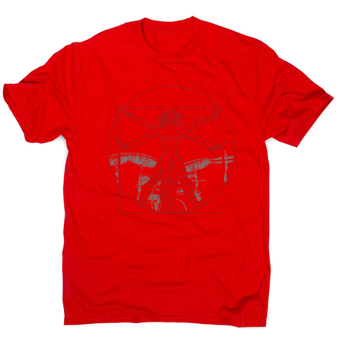 Vitruvian drummer man men's t-shirt Red