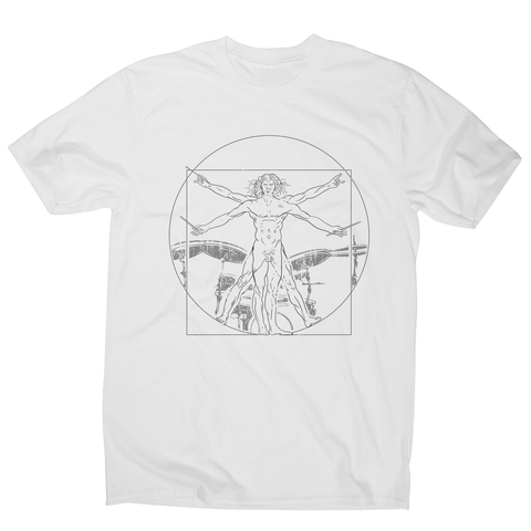 Vitruvian drummer man men's t-shirt White