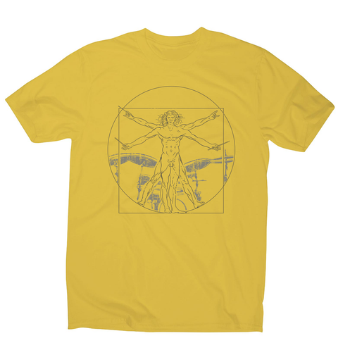 Vitruvian drummer man men's t-shirt Yellow