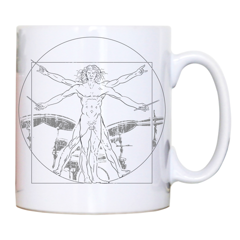 Vitruvian drummer man mug coffee tea cup White