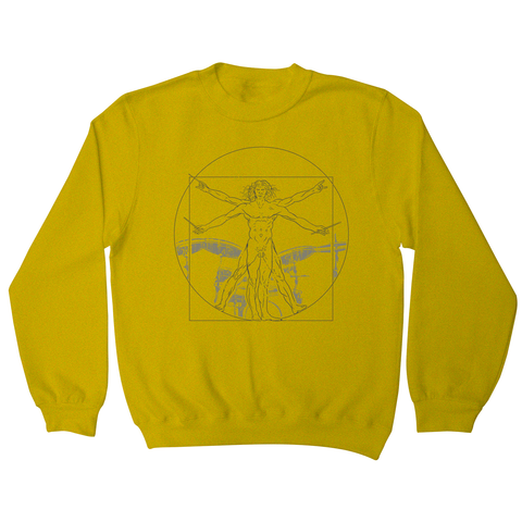 Vitruvian drummer man sweatshirt Yellow