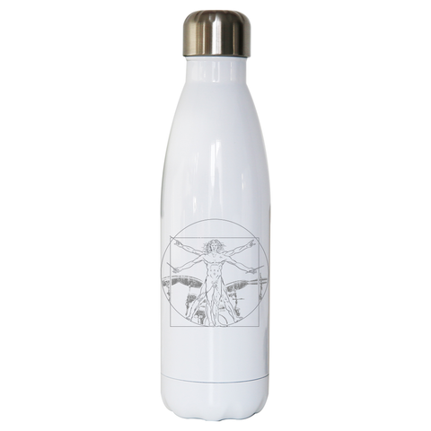 Vitruvian drummer man water bottle stainless steel reusable White