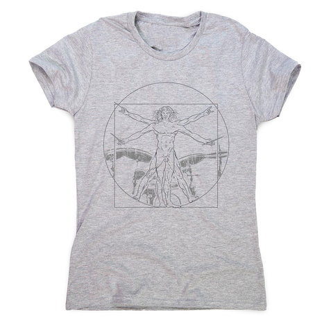 Vitruvian drummer man women's t-shirt Grey