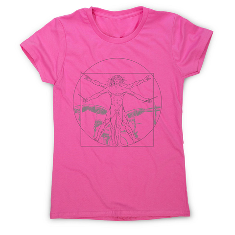 Vitruvian drummer man women's t-shirt Pink