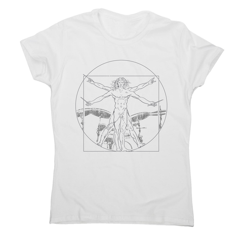 Vitruvian drummer man women's t-shirt White