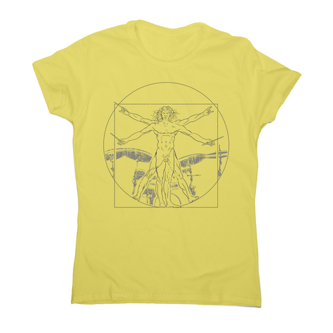 Vitruvian drummer man women's t-shirt Yellow