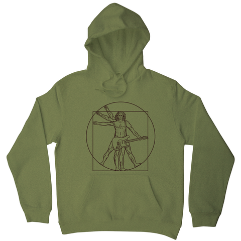 Vitruvian man guitar hoodie Olive Green