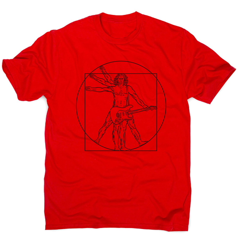 Vitruvian man guitar men's t-shirt Red