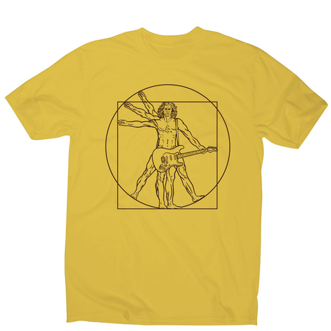 Vitruvian man guitar men's t-shirt Yellow