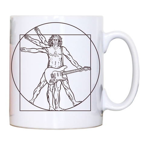 Vitruvian man guitar mug coffee tea cup White