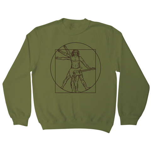 Vitruvian man guitar sweatshirt Olive Green