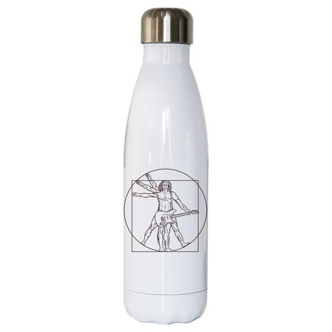 Vitruvian man guitar water bottle stainless steel reusable White