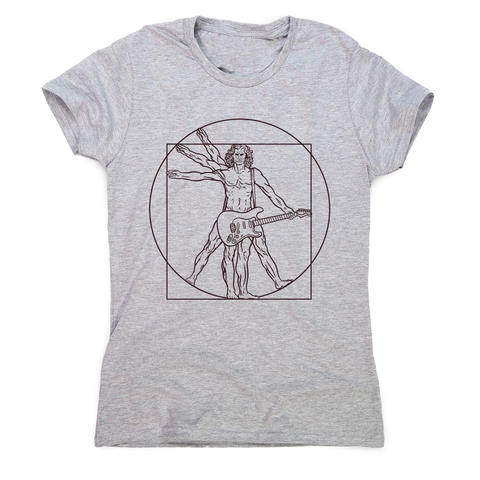 Vitruvian man guitar women's t-shirt Grey
