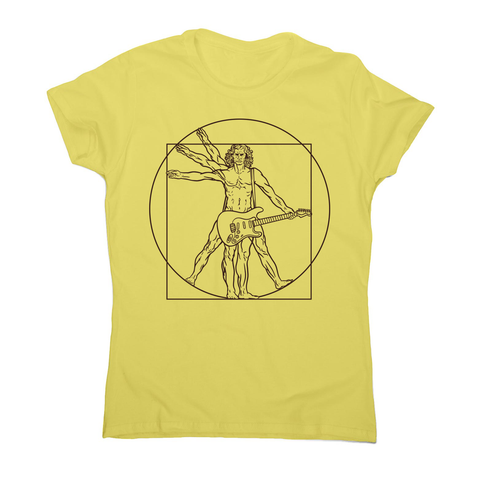 Vitruvian man guitar women's t-shirt Yellow
