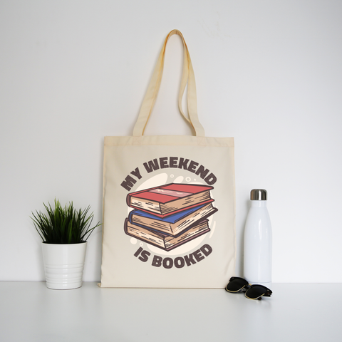 Weekend is booked tote bag canvas shopping Natural