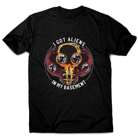 Aliens in basement - funny ufo men's t-shirt - Graphic Gear