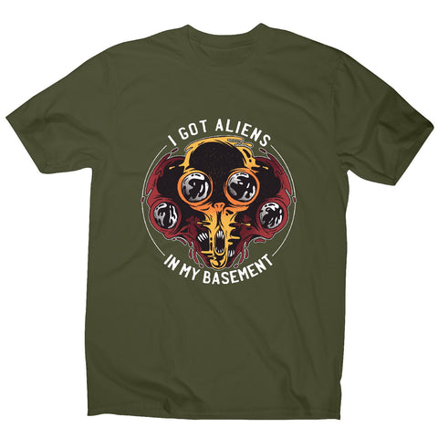 Aliens in basement - funny ufo men's t-shirt - Graphic Gear