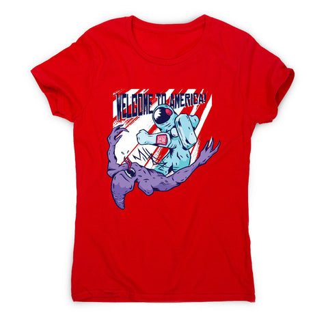Astronaut punching alien - women's funny premium t-shirt - Graphic Gear