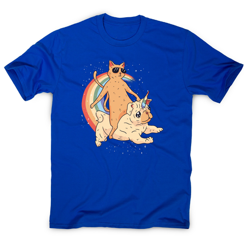 Cat riding unidog funny illustration t-shirt men's - Graphic Gear
