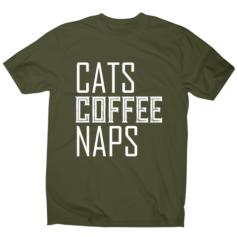 Cats coffee naps awesome funny slogan t-shirt men's - Graphic Gear