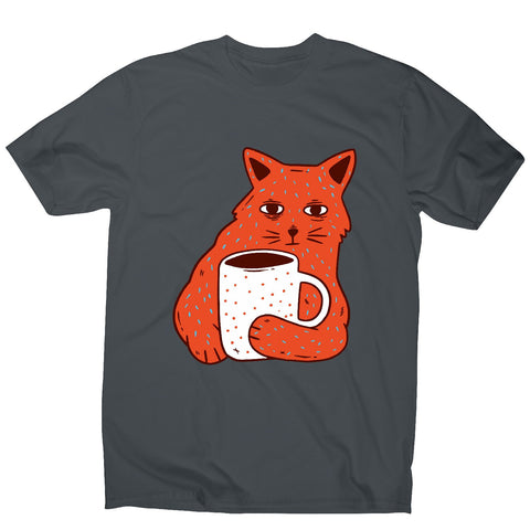 Coffee and cat - men's funny premium t-shirt - Graphic Gear