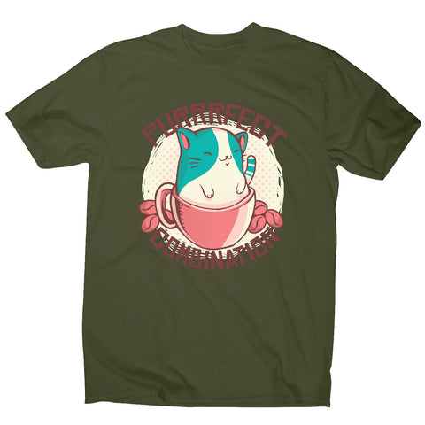 Coffee cat combination - men's funny premium t-shirt - Graphic Gear